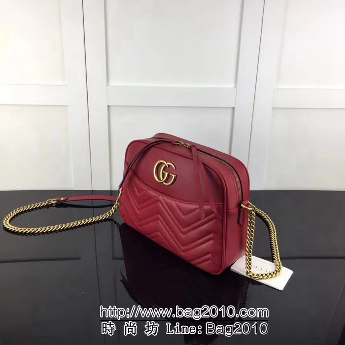 GUCCI古馳原單 新款專櫃品質原單貨實物實拍 443499 大紅鏈條單肩斜挎包 HY1221